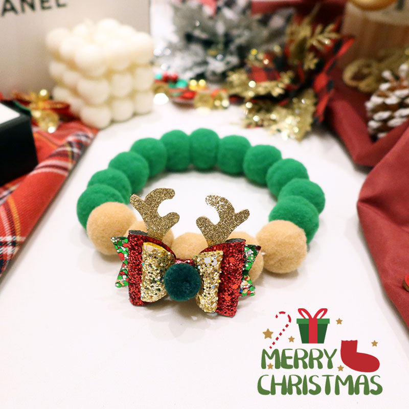 KFX-3989821 Pet Christmas Bow Tie Collar Scarf for Cats and Small Dogs – Santa Costume Accessory