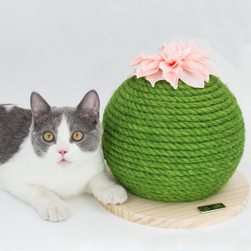 KFX-3990461 Sisal Cactus Cat Climbing Frame with Wooden Base - Durable, Scratch-Resistant Design for Cats