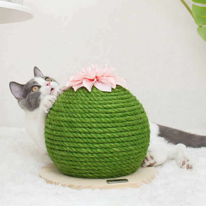 KFX-3990461 Sisal Cactus Cat Climbing Frame with Wooden Base - Durable, Scratch-Resistant Design for Cats