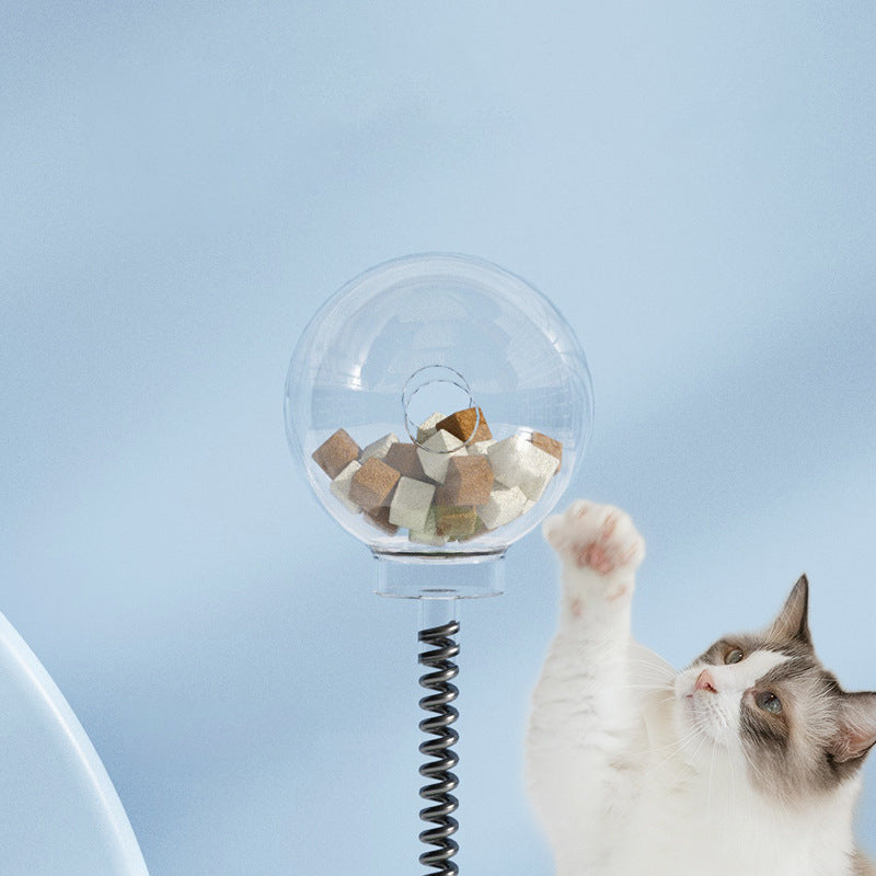 KFX-3990973 Interactive 2-in-1 Cat Toy with Treat Dispensing Turntable and Spring Ball