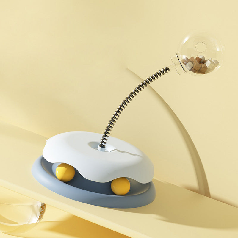 KFX-3990973 Interactive 2-in-1 Cat Toy with Treat Dispensing Turntable and Spring Ball