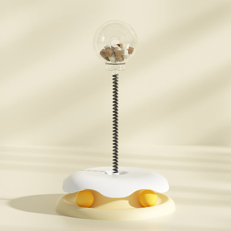KFX-3990973 Interactive 2-in-1 Cat Toy with Treat Dispensing Turntable and Spring Ball