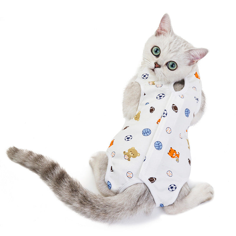 KFX-3991357 Casual Spring and Summer Cat Clothes - Thin Anti-Licking Design for Female Cats