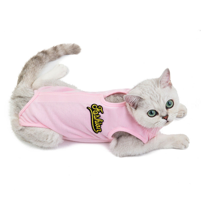 KFX-3991357 Casual Spring and Summer Cat Clothes - Thin Anti-Licking Design for Female Cats