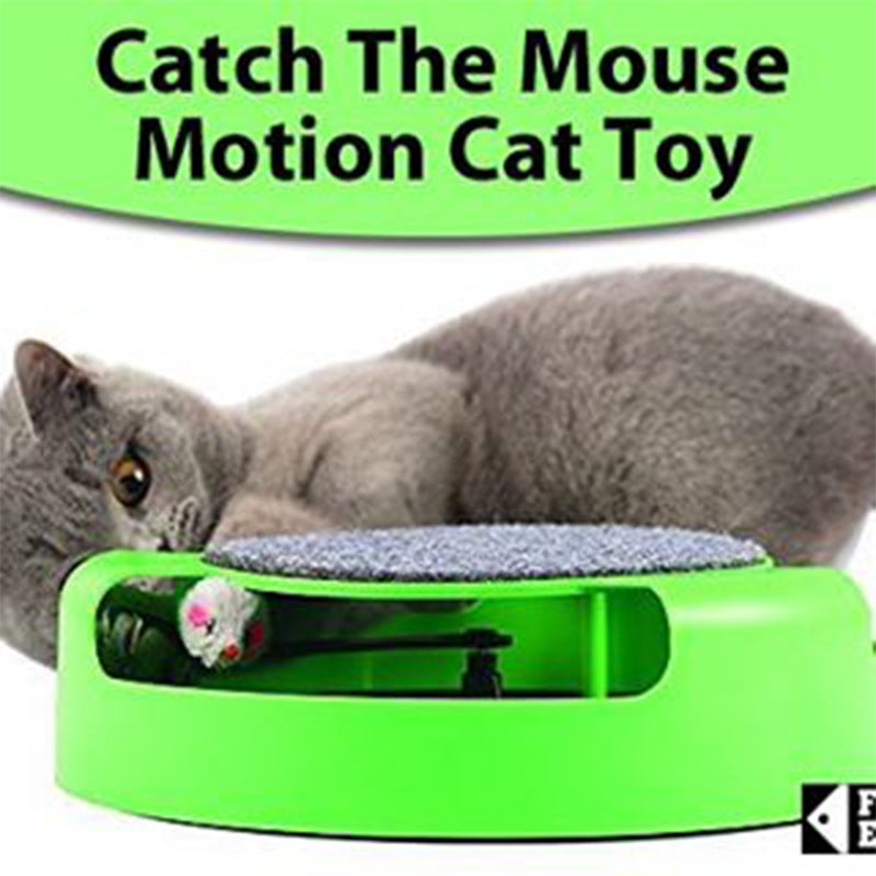 KFX-3993149 Interactive Mouse Cat Toy with Scratch Board - Green Plastic Fun for Kittens