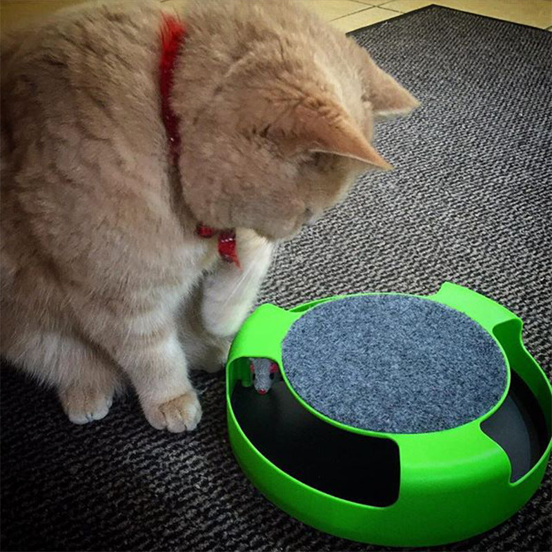 KFX-3993149 Interactive Mouse Cat Toy with Scratch Board - Green Plastic Fun for Kittens