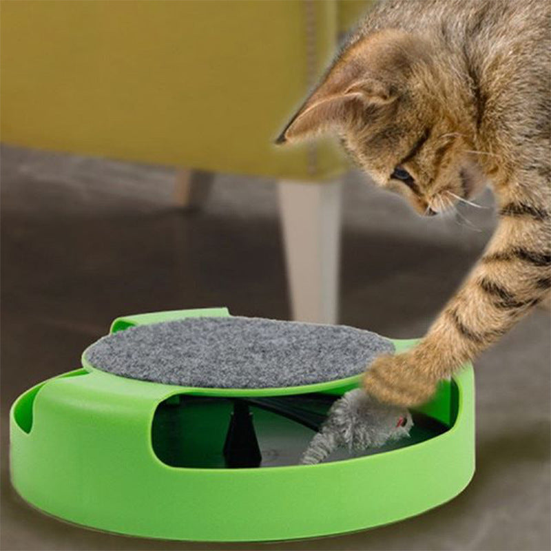 KFX-3993149 Interactive Mouse Cat Toy with Scratch Board - Green Plastic Fun for Kittens