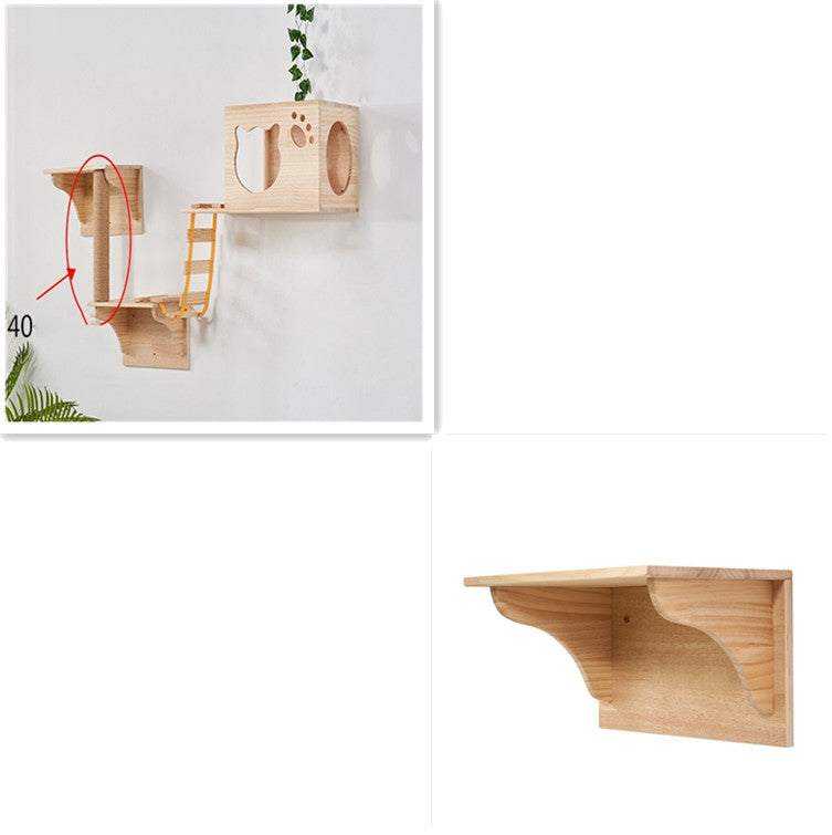 KFX-3996221 Luxury Pine Wood Cat Climbing Frame with Acrylic Bowl and Durable Hemp Rope