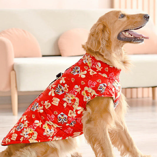 KFX-3997117 Christmas Dog Warm Cotton Vest in Various Colors and Sizes