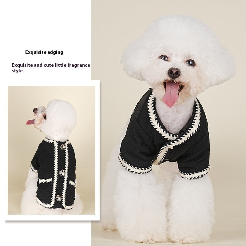 KFX-3998013 Warm Quilted Dog Coat for Autumn and Winter in Black, White, Light Purple - Sizes S to 2XL