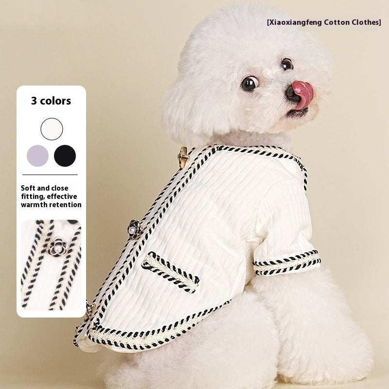 KFX-3998013 Warm Quilted Dog Coat for Autumn and Winter in Black, White, Light Purple - Sizes S to 2XL