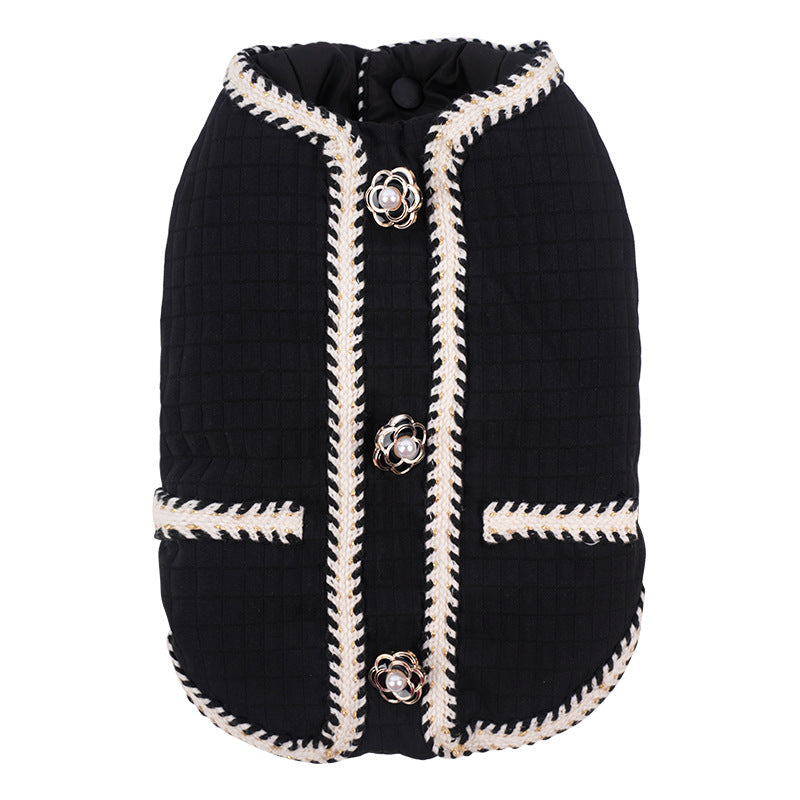 KFX-3998013 Warm Quilted Dog Coat for Autumn and Winter in Black, White, Light Purple - Sizes S to 2XL