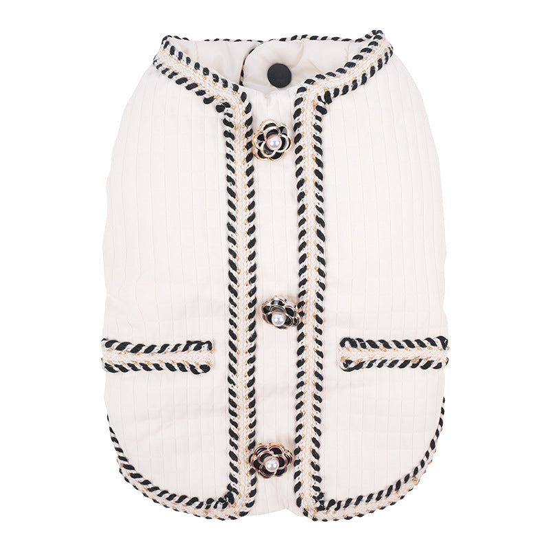 KFX-3998013 Warm Quilted Dog Coat for Autumn and Winter in Black, White, Light Purple - Sizes S to 2XL