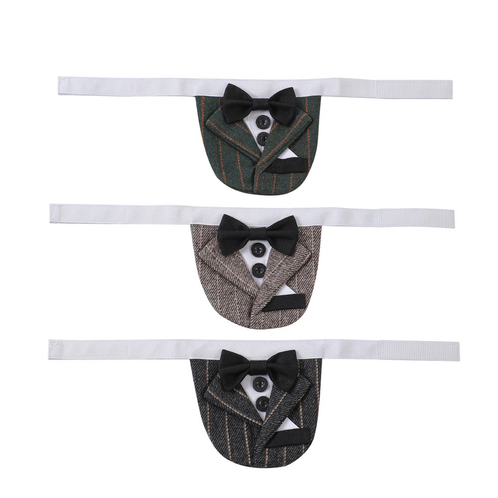 KFX-3998525 Triangular Striped Wedding Napkin in Dark Gray, Green, and Coffee Brown - Cotton-Polyester Blend