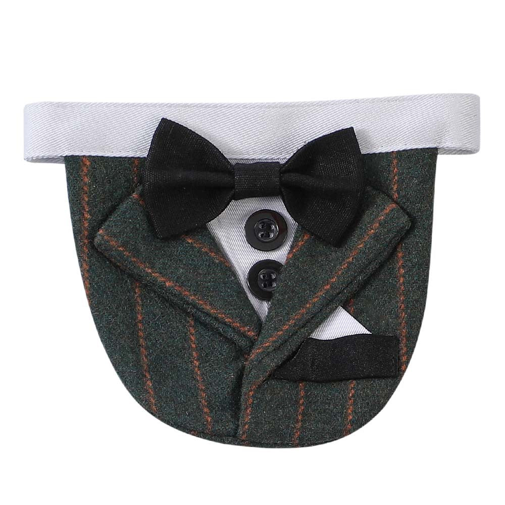 KFX-3998525 Triangular Striped Wedding Napkin in Dark Gray, Green, and Coffee Brown - Cotton-Polyester Blend