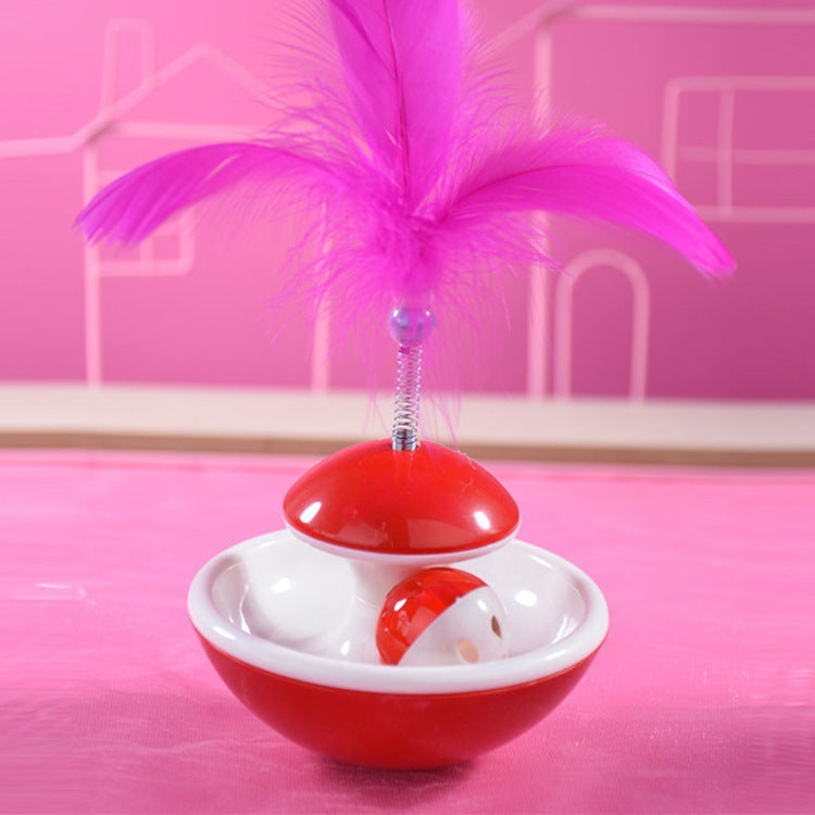 KFX-3998909 Random Color Cat Toys Bell Molar Turntable with Food Leaker - 10.5 × 8cm Pet Play Accessory