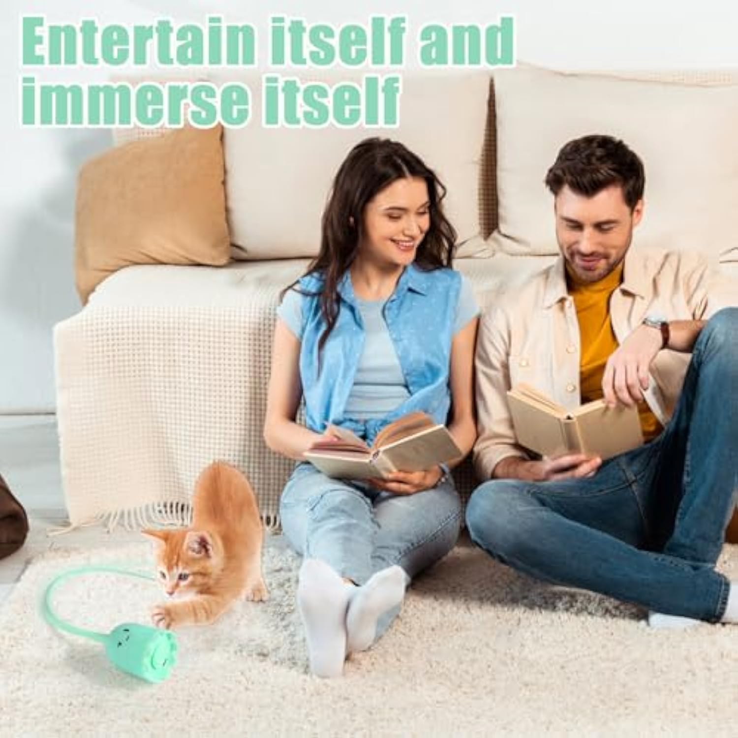 KFX-4000189 Interactive Automatic Cat Wand Toy with Rechargeable Silicone Tails for Indoor Play