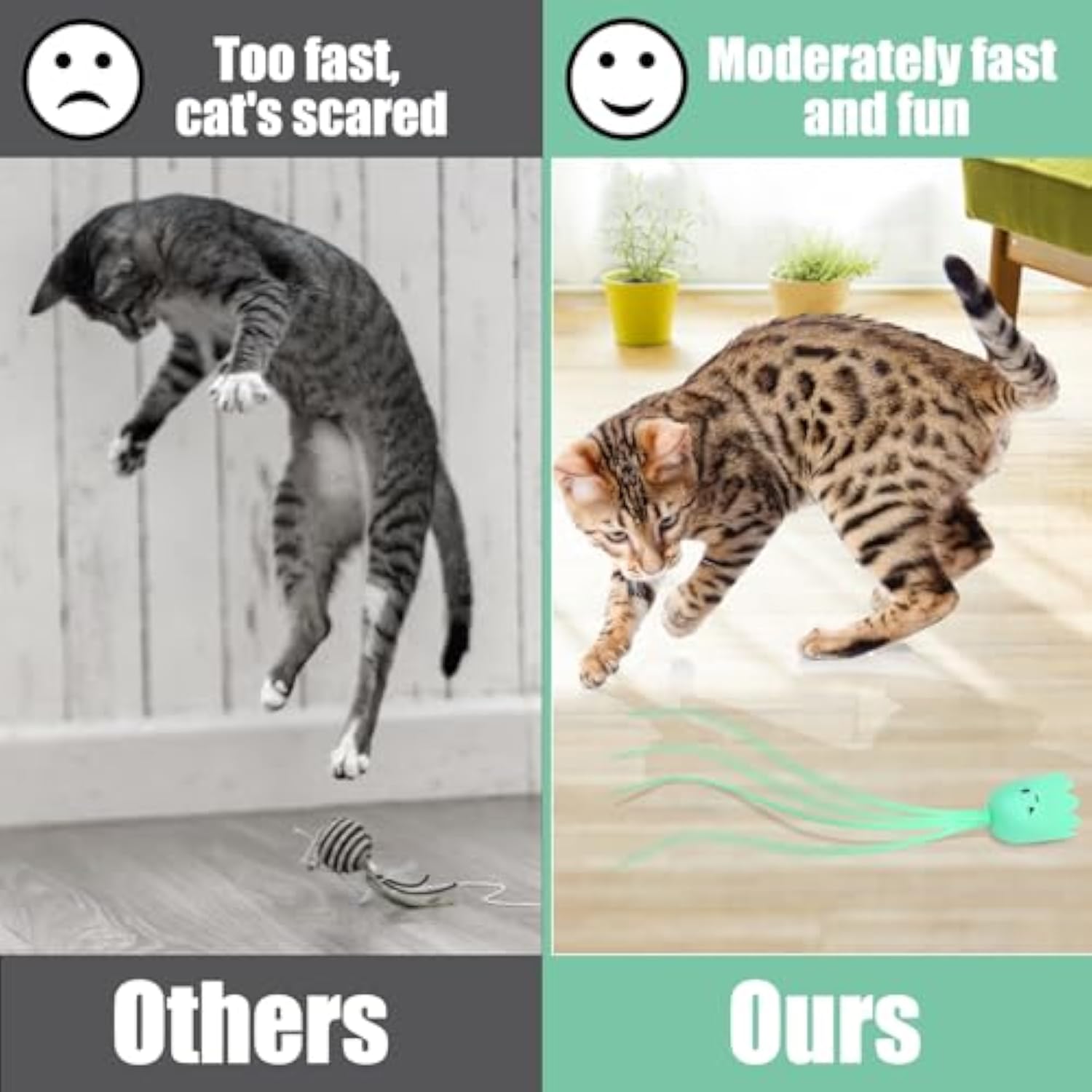 KFX-4000189 Interactive Automatic Cat Wand Toy with Rechargeable Silicone Tails for Indoor Play