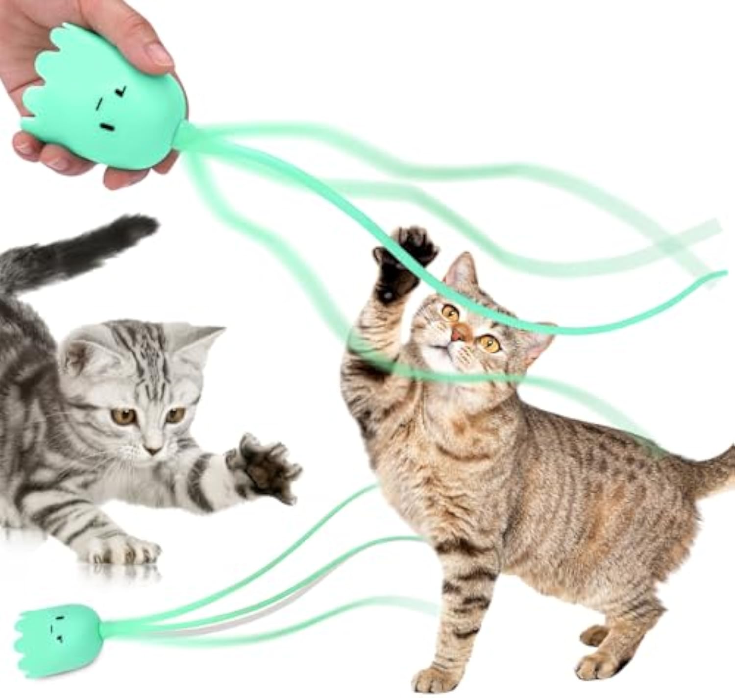 KFX-4000189 Interactive Automatic Cat Wand Toy with Rechargeable Silicone Tails for Indoor Play