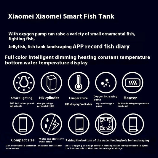 KFX-4001981 Smart Bluetooth Fish Tank - Douyu Cylinder Design, White/Black, Compact Size