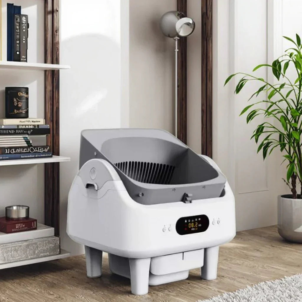 KFX-400211 Automatic Smart Cat Litter Box with Remote Control and Health Monitor - 68L Capacity, Durable PP Plastic