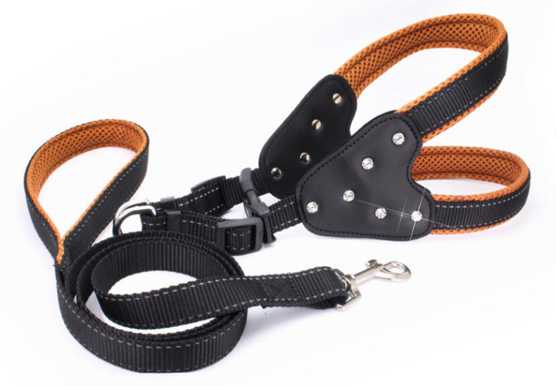 KFX-4002493 Reflective Rhinestone Pet Traction Sleeve with Nylon Strap - Available in Multiple Colors