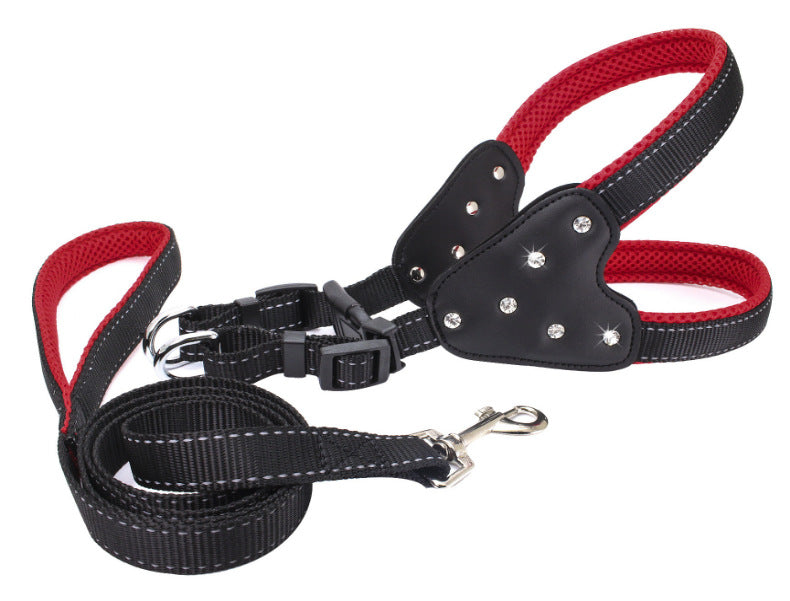 KFX-4002493 Reflective Rhinestone Pet Traction Sleeve with Nylon Strap - Available in Multiple Colors