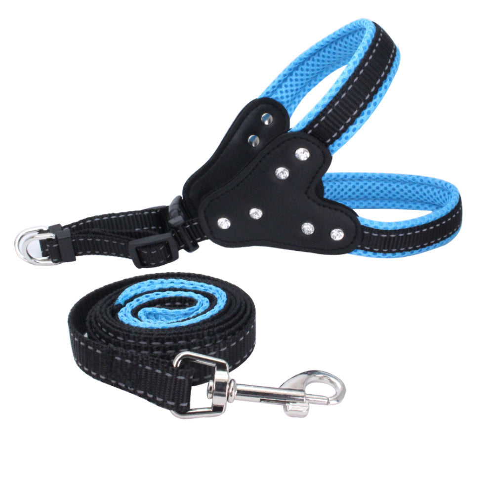 KFX-4002493 Reflective Rhinestone Pet Traction Sleeve with Nylon Strap - Available in Multiple Colors