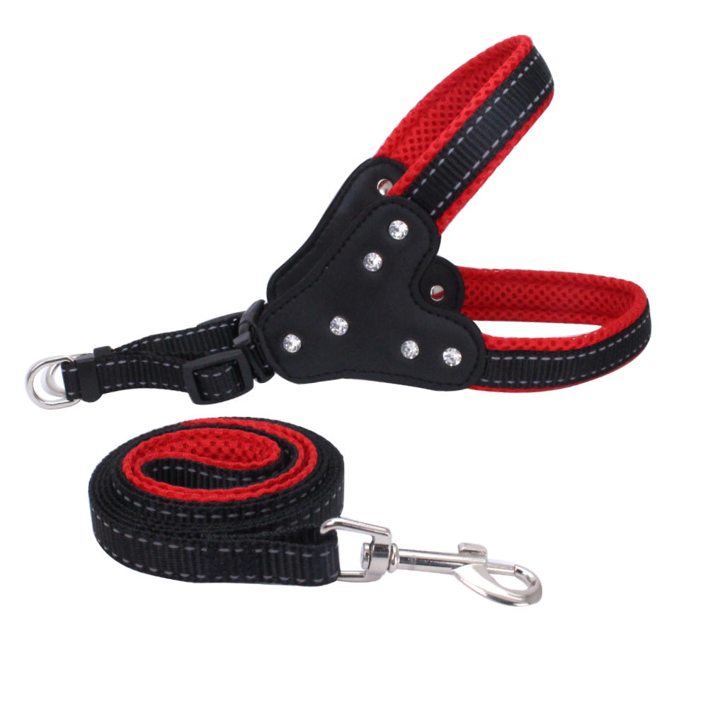 KFX-4002493 Reflective Rhinestone Pet Traction Sleeve with Nylon Strap - Available in Multiple Colors