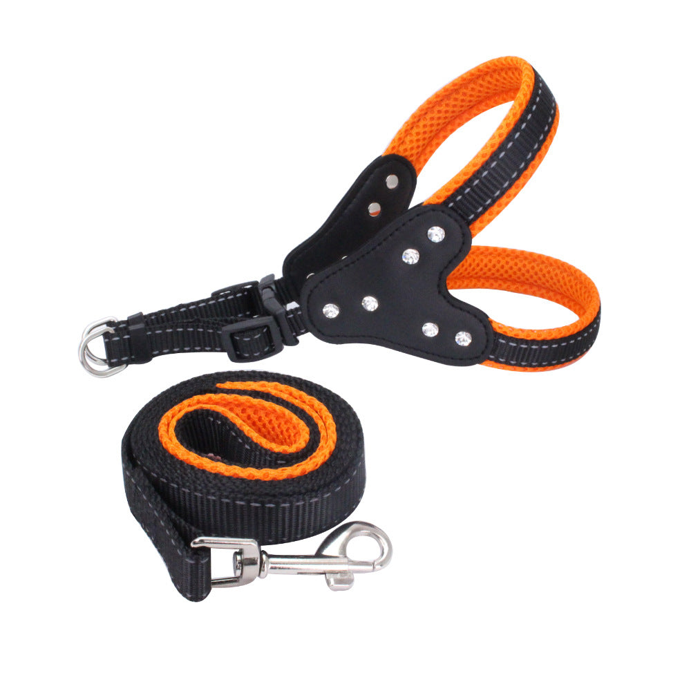 KFX-4002493 Reflective Rhinestone Pet Traction Sleeve with Nylon Strap - Available in Multiple Colors