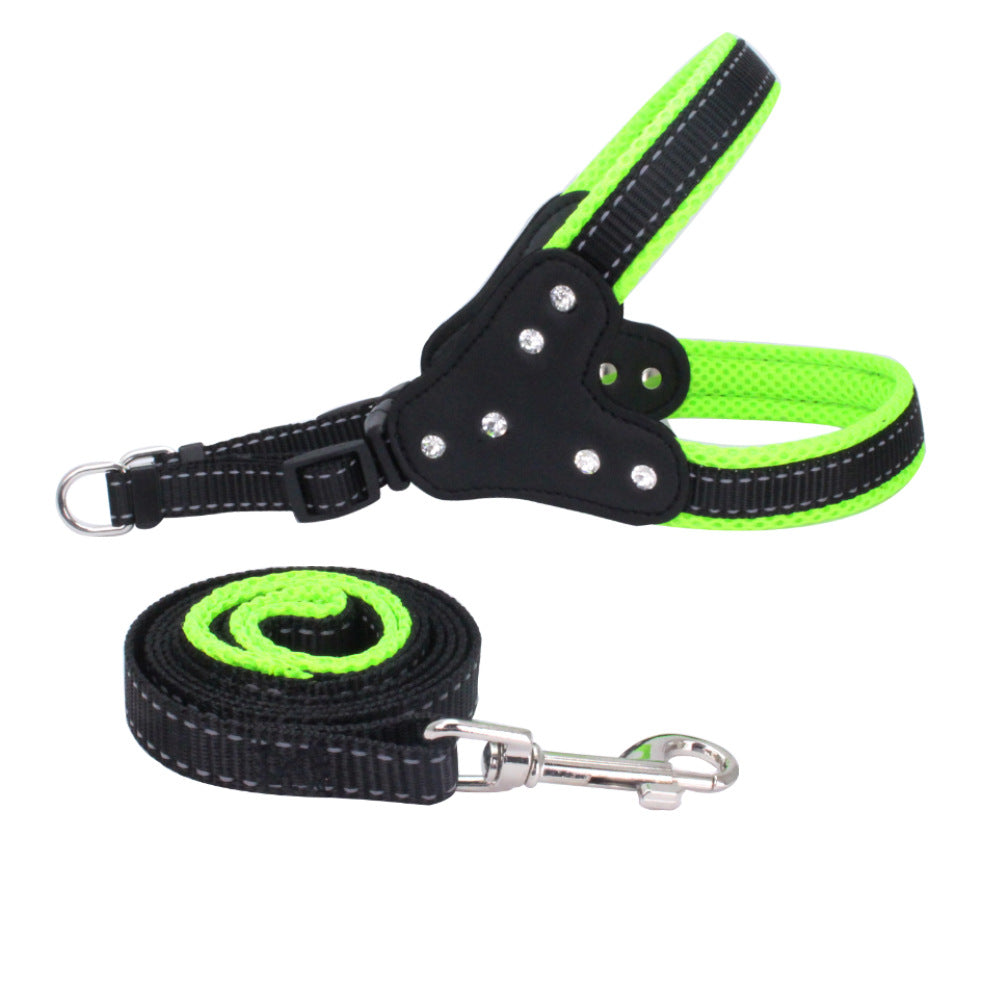 KFX-4002493 Reflective Rhinestone Pet Traction Sleeve with Nylon Strap - Available in Multiple Colors