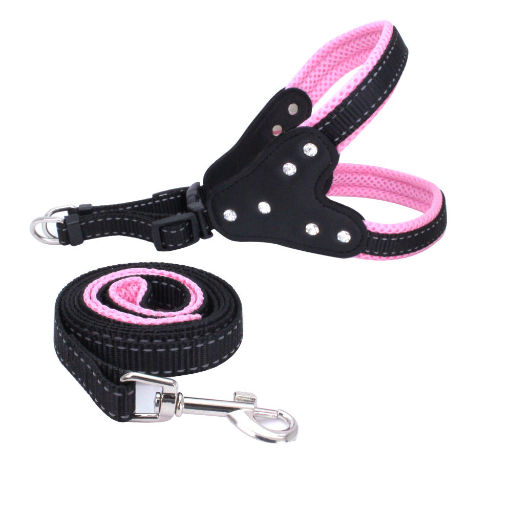 KFX-4002493 Reflective Rhinestone Pet Traction Sleeve with Nylon Strap - Available in Multiple Colors