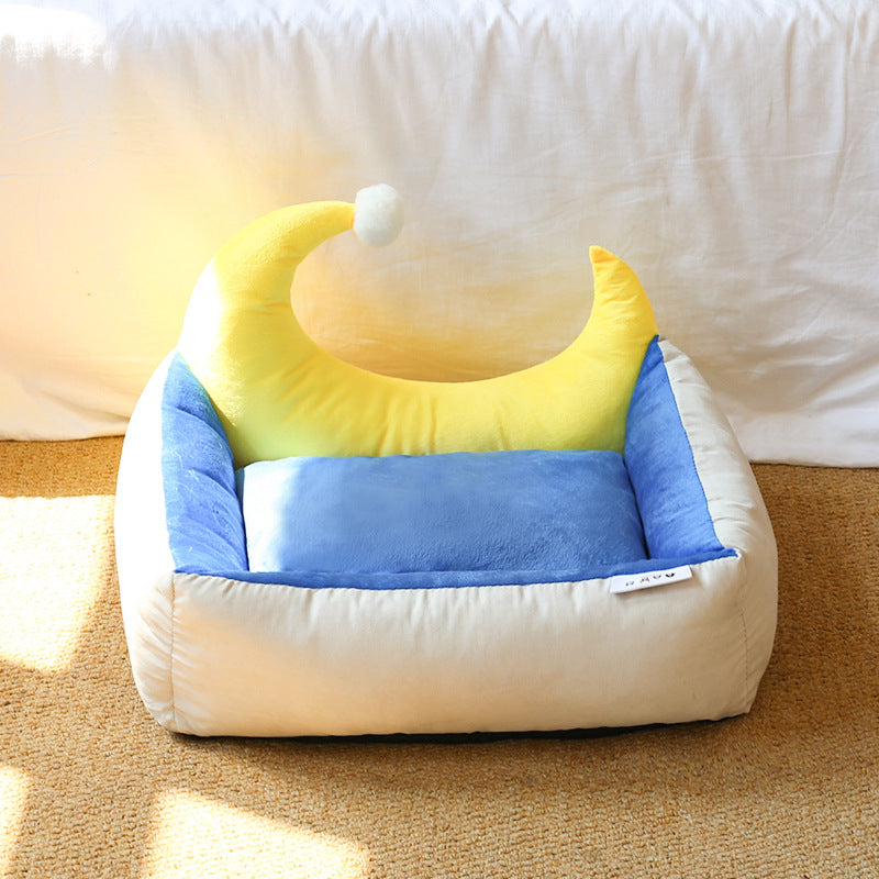 KFX-4002749 Tatami Cloud Pet Nest - Cozy Cloth Bed in Green, Blue, Pink, Sizes M & L