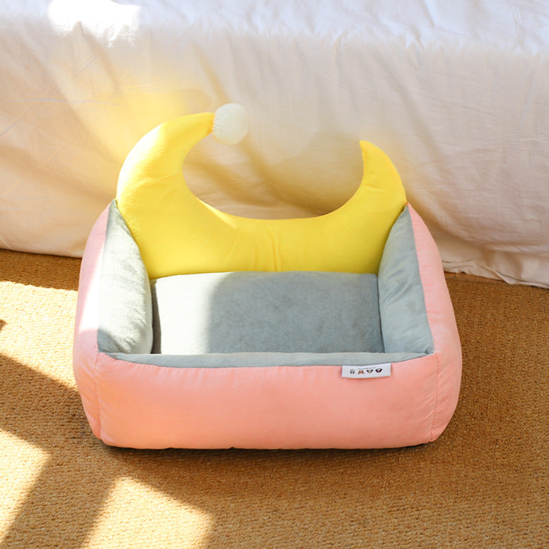 KFX-4002749 Tatami Cloud Pet Nest - Cozy Cloth Bed in Green, Blue, Pink, Sizes M & L
