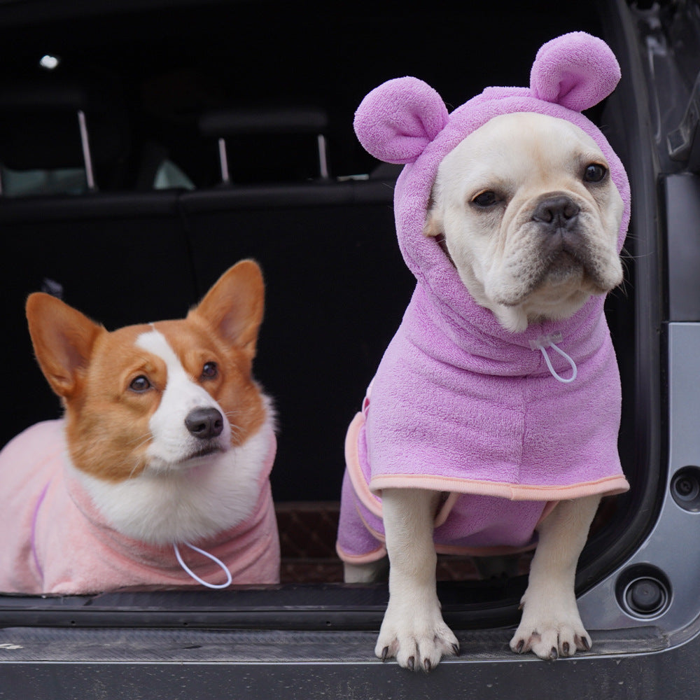 KFX-4002877 Ultra-Absorbent Microfiber Dog Bathrobe for Quick Drying and Cozy Comfort
