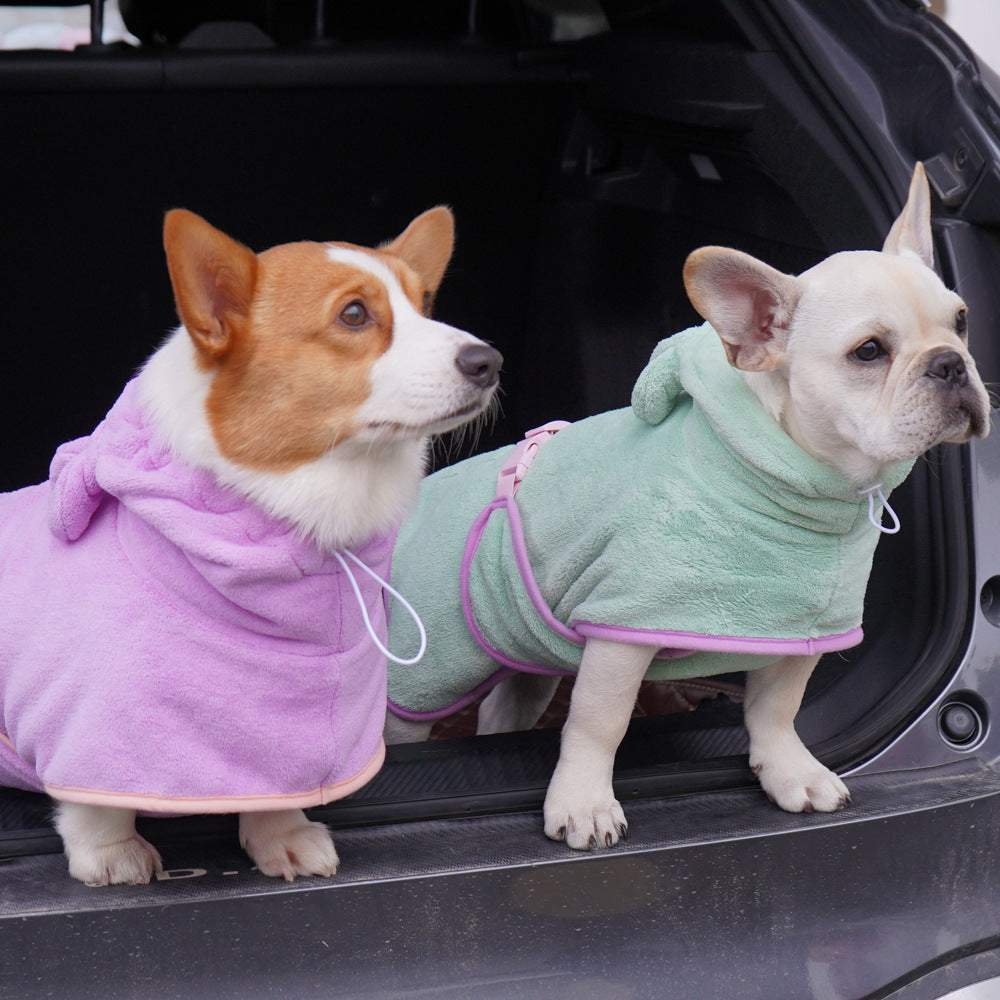 KFX-4002877 Ultra-Absorbent Microfiber Dog Bathrobe for Quick Drying and Cozy Comfort