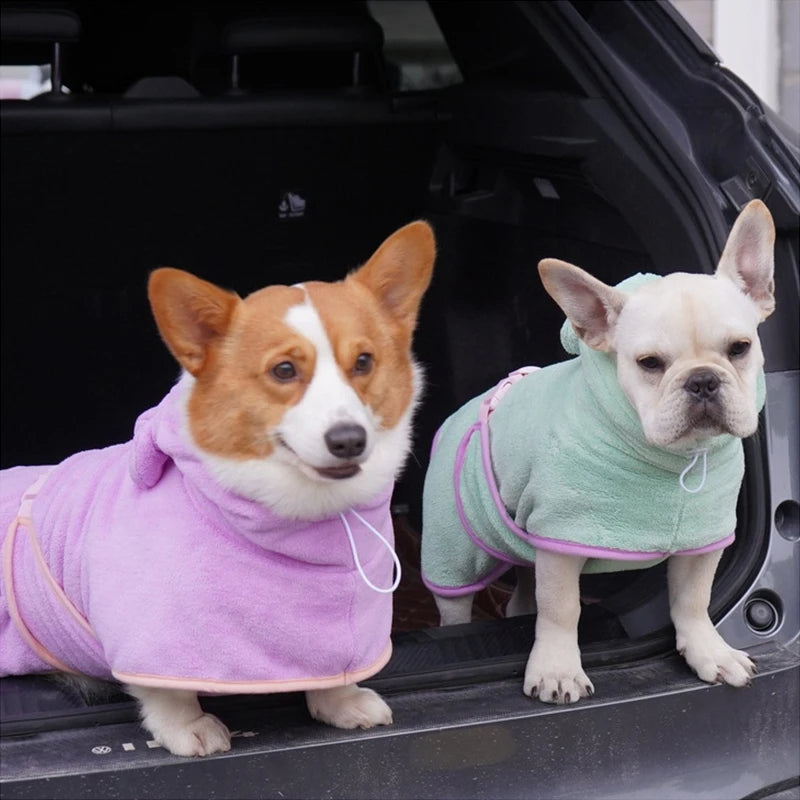 KFX-4002877 Ultra-Absorbent Microfiber Dog Bathrobe for Quick Drying and Cozy Comfort