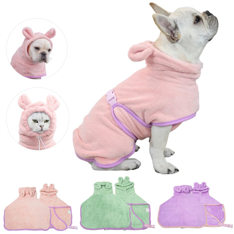 KFX-4002877 Ultra-Absorbent Microfiber Dog Bathrobe for Quick Drying and Cozy Comfort