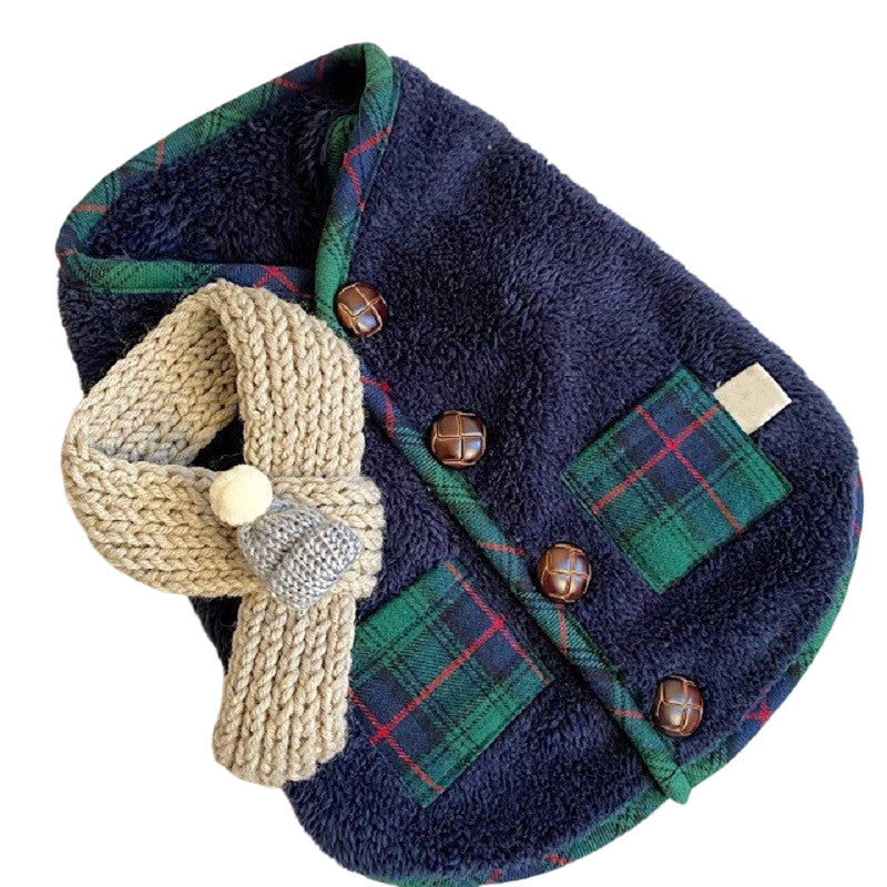 KFX-4003261 Festive Checkered Fleece Vest with Sherpa Lining for Small and Medium Dogs and Cats