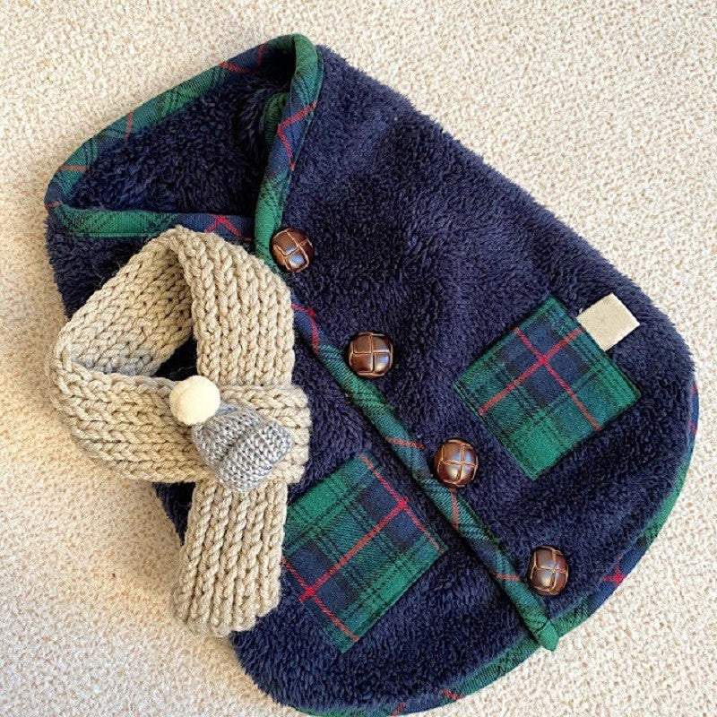 KFX-4003261 Festive Checkered Fleece Vest with Sherpa Lining for Small and Medium Dogs and Cats