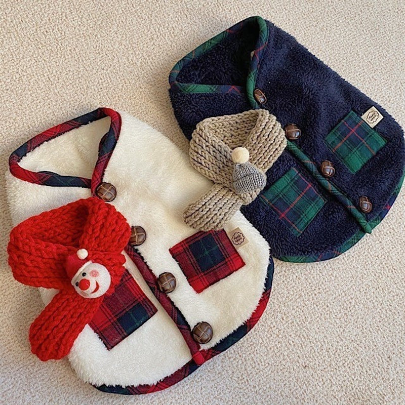 KFX-4003261 Festive Checkered Fleece Vest with Sherpa Lining for Small and Medium Dogs and Cats