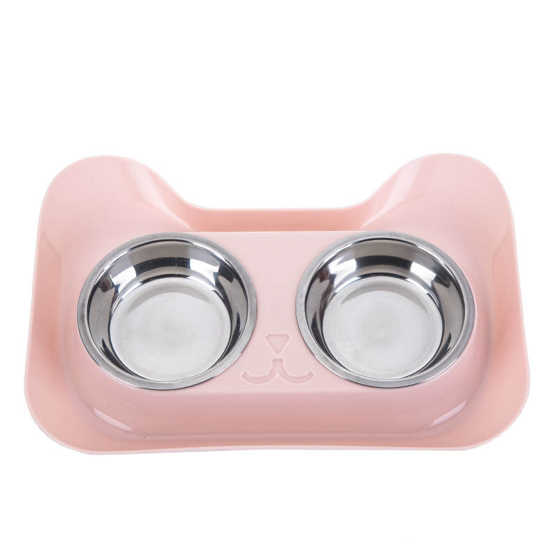 KFX-4004669 Stainless Steel Cat Water and Food Bowl with Tray – Pink, Blue, Green Options