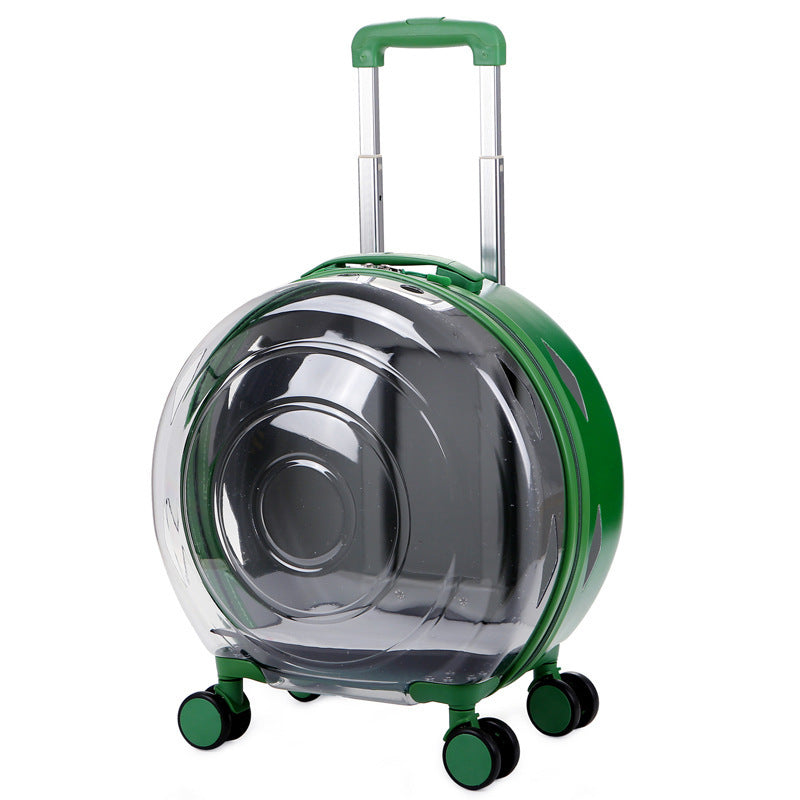 KFX-4004925 Large Transparent Pet Trolley Bag - Portable Hard PC Cat Carrier