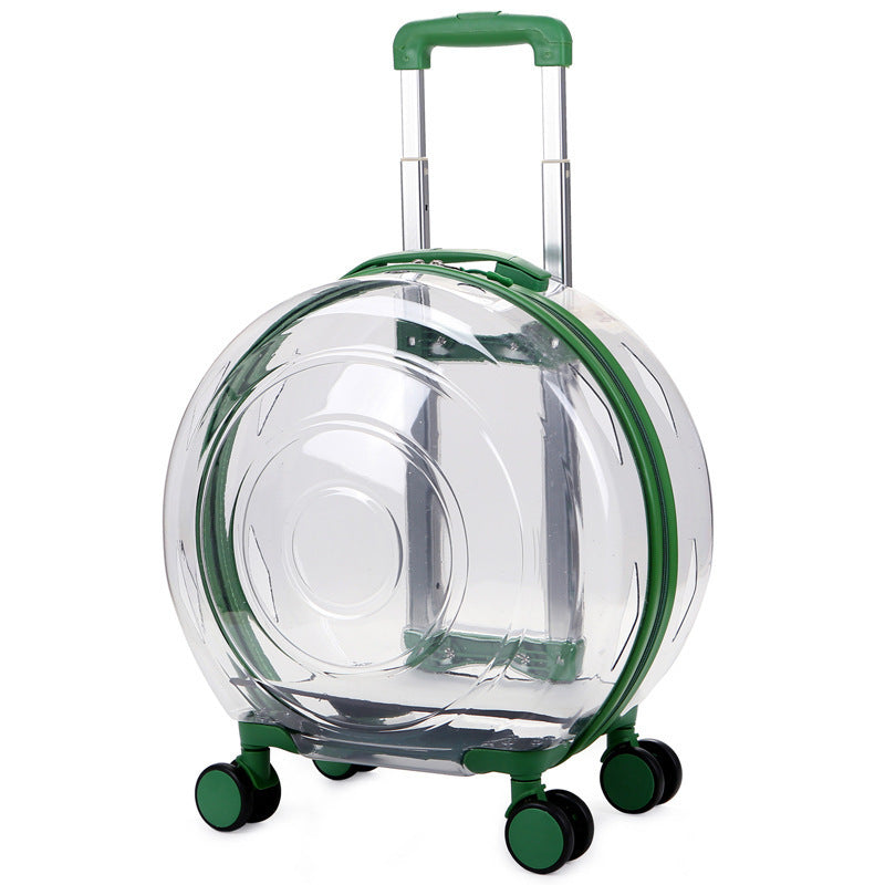 KFX-4004925 Large Transparent Pet Trolley Bag - Portable Hard PC Cat Carrier