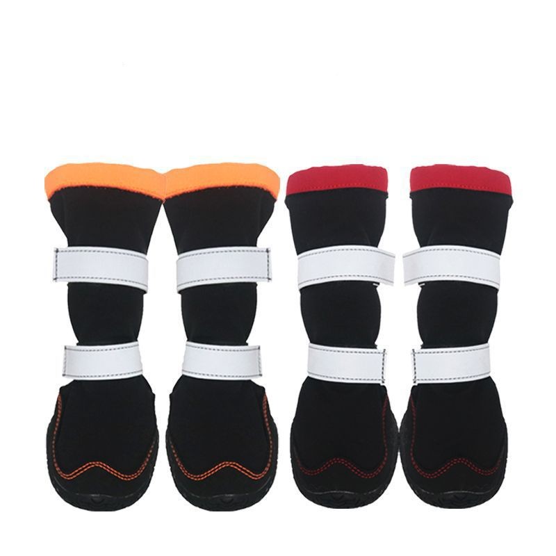 KFX-4005309 Warm Waterproof Plush Pet Shoes for Dogs - Non-Slip Casual Style in Red and Orange, Available in Sizes 1 to 8