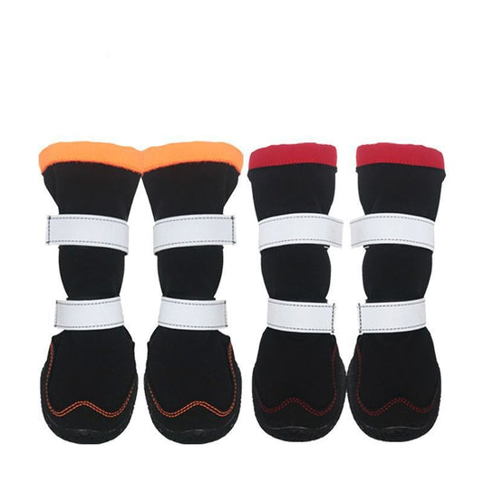 KFX-4005309 Warm Waterproof Plush Pet Shoes for Dogs - Non-Slip Casual Style in Red and Orange, Available in Sizes 1 to 8