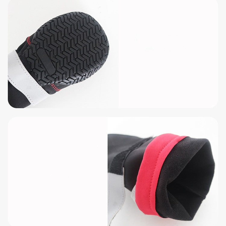 KFX-4005309 Warm Waterproof Plush Pet Shoes for Dogs - Non-Slip Casual Style in Red and Orange, Available in Sizes 1 to 8