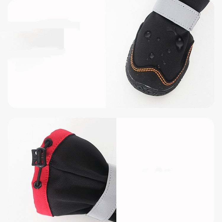KFX-4005309 Warm Waterproof Plush Pet Shoes for Dogs - Non-Slip Casual Style in Red and Orange, Available in Sizes 1 to 8