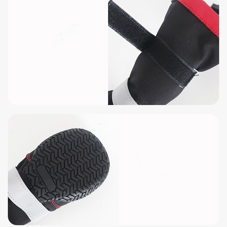 KFX-4005309 Warm Waterproof Plush Pet Shoes for Dogs - Non-Slip Casual Style in Red and Orange, Available in Sizes 1 to 8