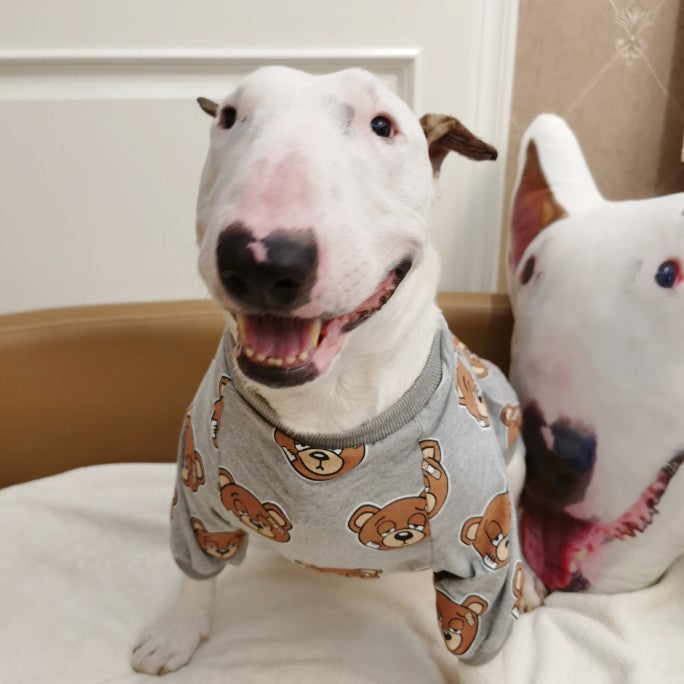 KFX-4009021 Cute Bear Print Dog T-Shirt in Gray, Sizes S to 3XL